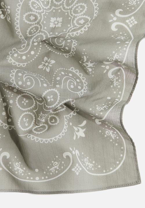 H&M - Patterned cotton scarf - dusty khaki green patterned
