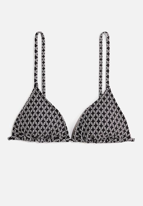 H&M - Padded triangle bikini top - black/patterned