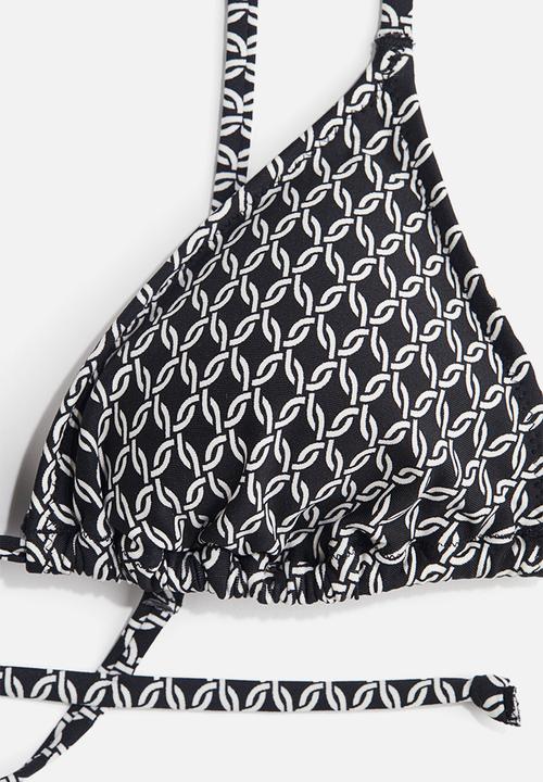 H&M - Padded triangle bikini top - black/patterned