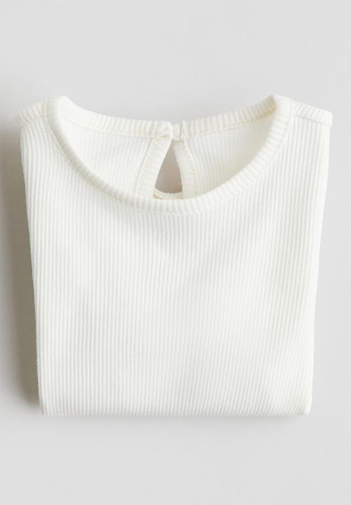 H&M - 2 piece denim dress and top set - beige & white