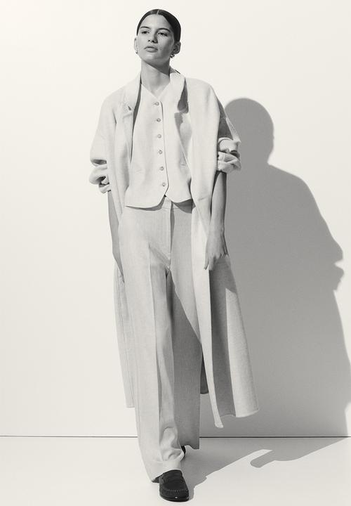 H&M - Wide linen-blend trousers - light beige