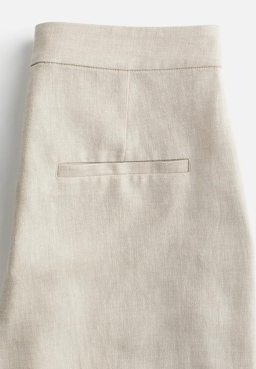 H&M - Wide linen-blend trousers - light beige