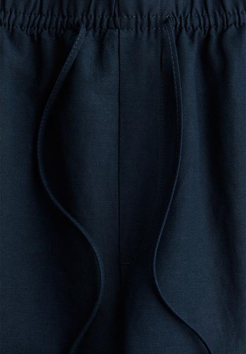 H&M - Linen-blend drawstring trousers - blue