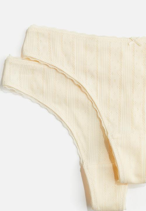 H&M - 2-Pack pointelle thong briefs - pale yellow