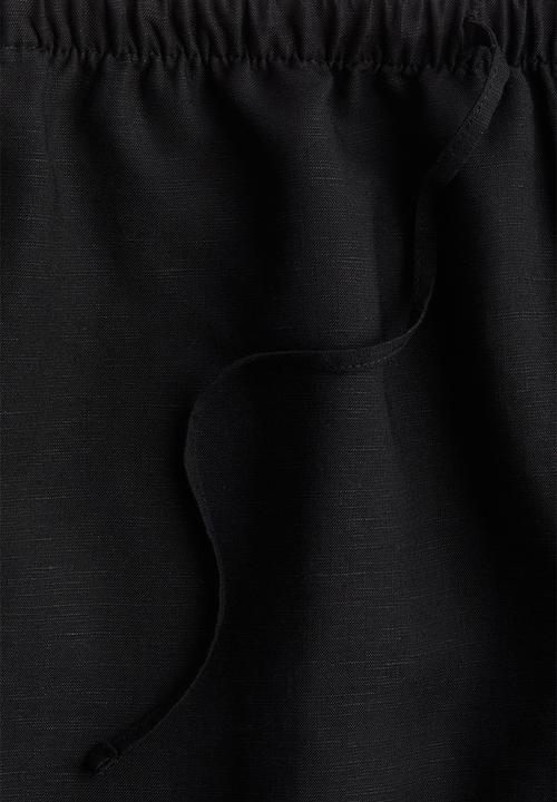 H&M - Linen-blend drawstring shorts - black