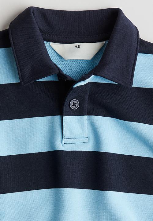 H&M - Loose-fit rugby shirt - navy blue striped