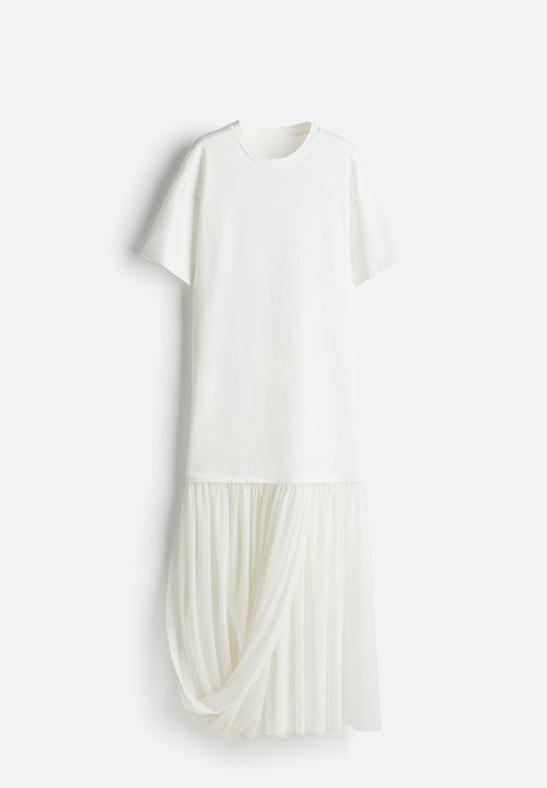 H&M - Mesh-detail T-shirt dress - white