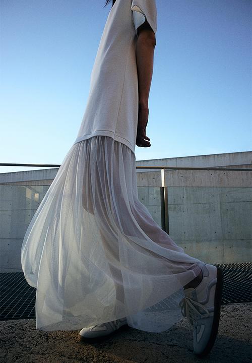 H&M - Mesh-detail T-shirt dress - white