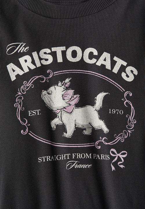 H&M - Print-motif jersey top - dark grey aristocats