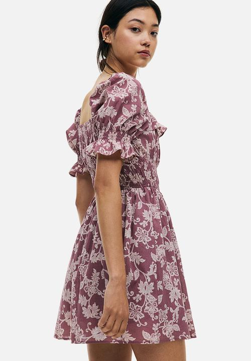 H&M - Frill-trimmed crêpe dress -  old rose/floral 