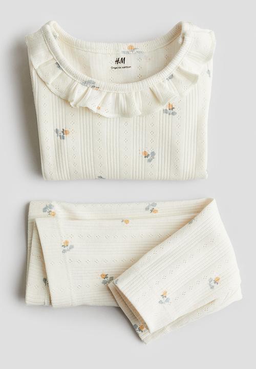H&M - 2-Piece pointelle cotton set - cream floral
