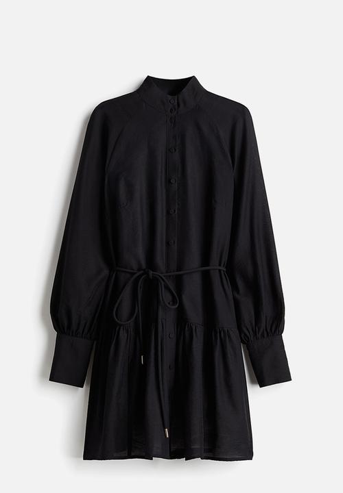 h&m tie belt dress black