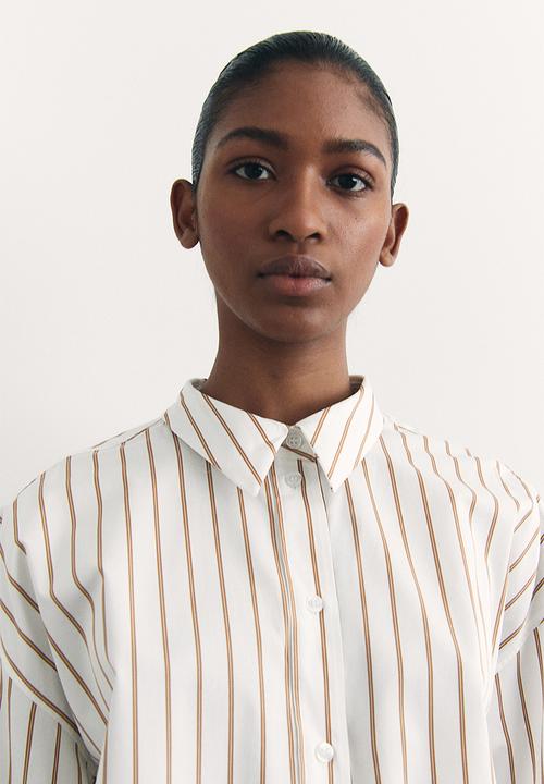 H&M - Poplin shirt - white/striped 