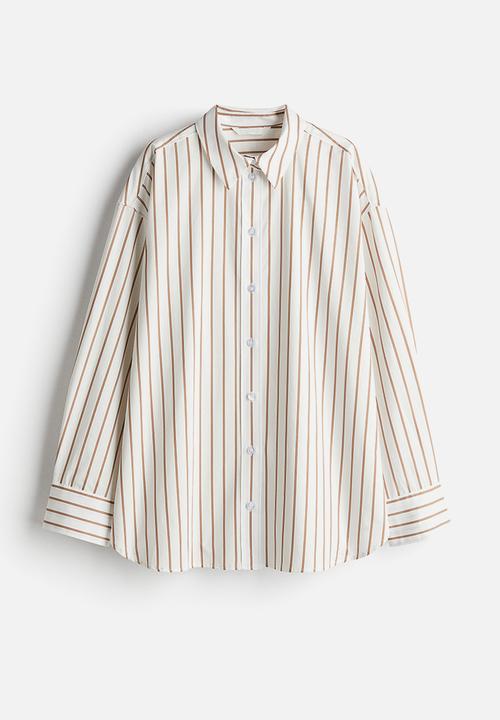 H&M - Poplin shirt - white/striped 