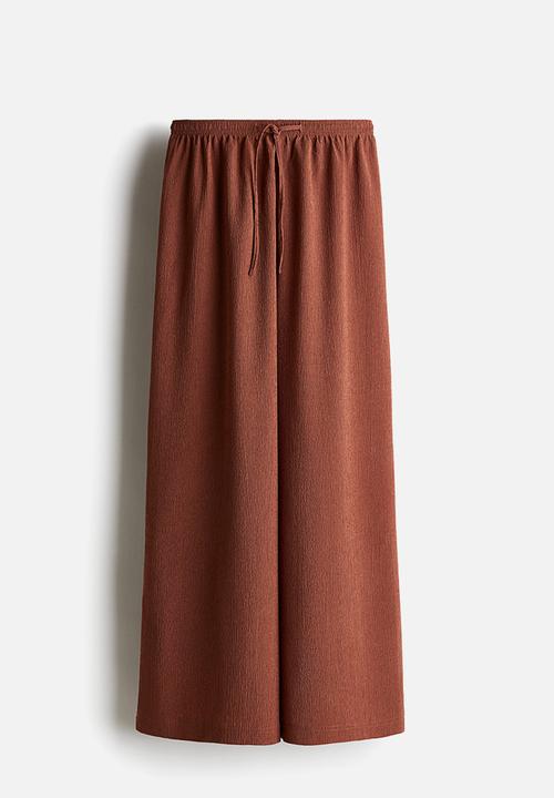 H&M - Textured jersey drawstring trousers - brown