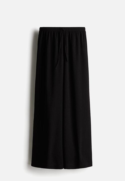 H&M - Textured jersey drawstring trousers - black