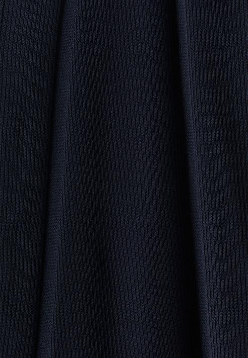 H&M - Rib-knit flared-skirt dress - navy blue