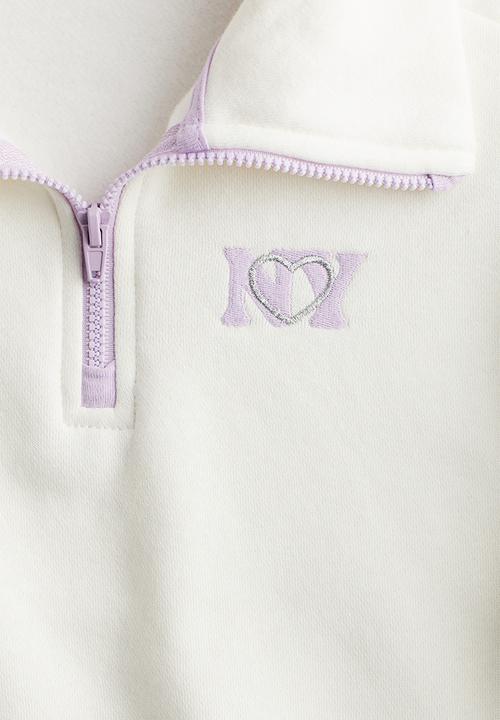 H&M - Zip-top sweatshirt - white ny