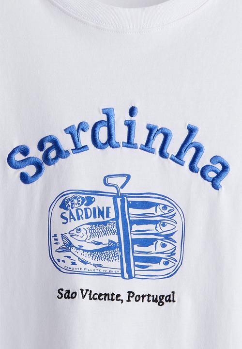 H&M - Oversized T-shirt - white/sardinha