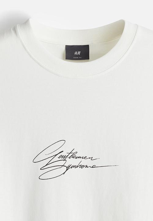 H&M - Loose fit printed t-shirt - white gentlemen syndrome