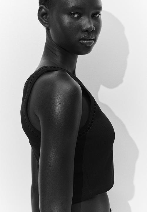 H&M - Cropped vest top - black