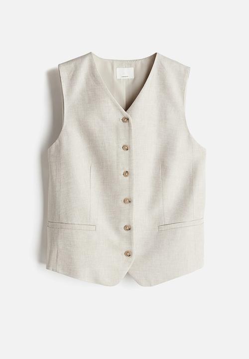 H&M - Linen-blend suit waistcoat - light beige 
