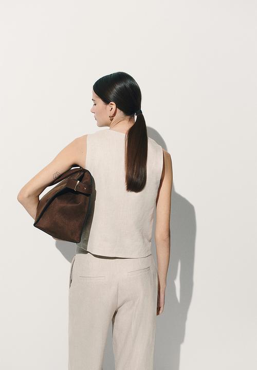 H&M - Linen-blend suit waistcoat - light beige 