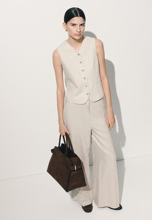 H&M - Linen-blend suit waistcoat - light beige 