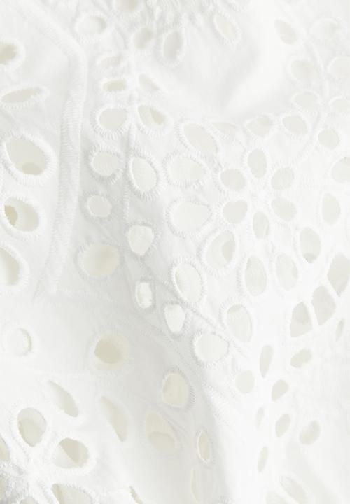 H&M - Broderie anglaise-sleeved dress - white