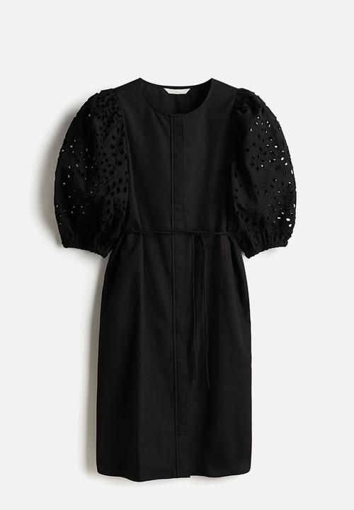 H&M - Broderie anglaise-sleeved dress - black