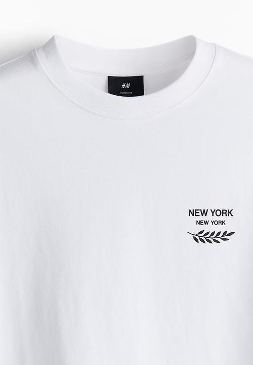 H&M - Loose fit printed t-shirt - white new york