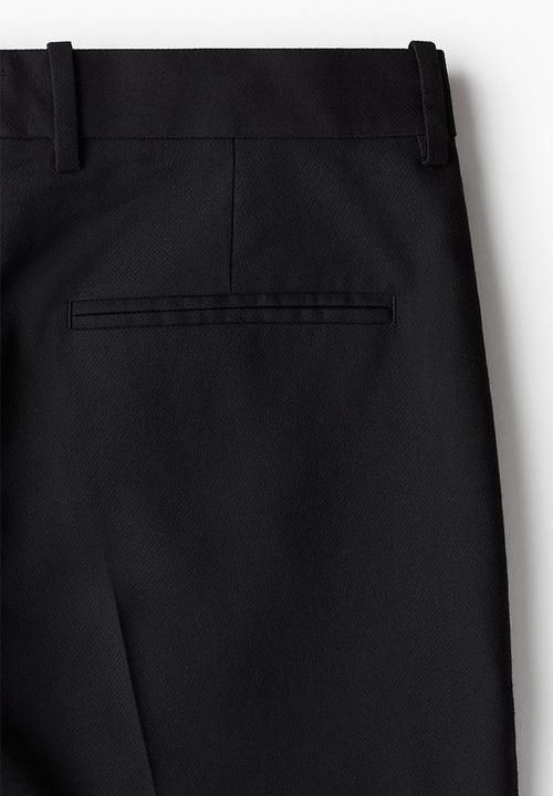 H&M - Regular fit tailored linen-blend trousers - black