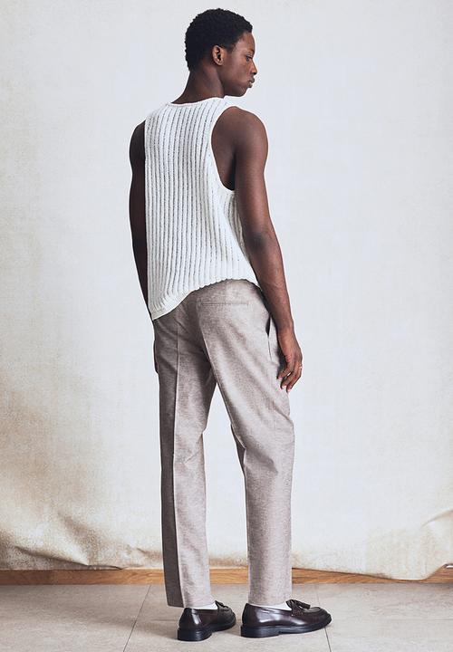 H&M - Regular fit tailored linen-blend trousers - beige