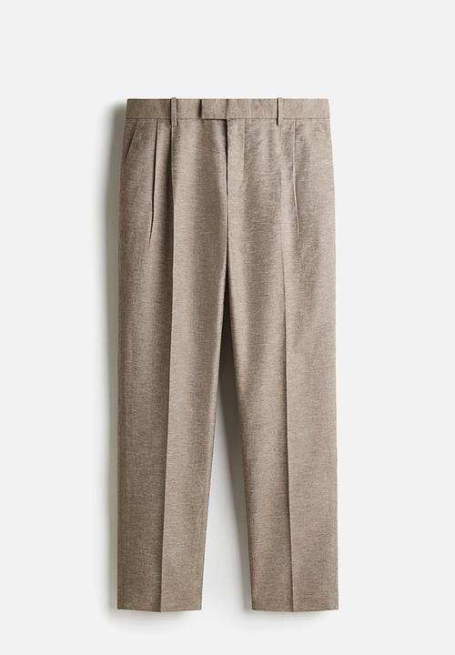 H&M - Regular fit tailored linen-blend trousers - beige