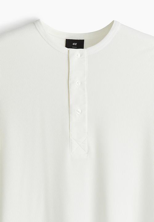 H&M - Slim fit ribbed t-shirt - cream