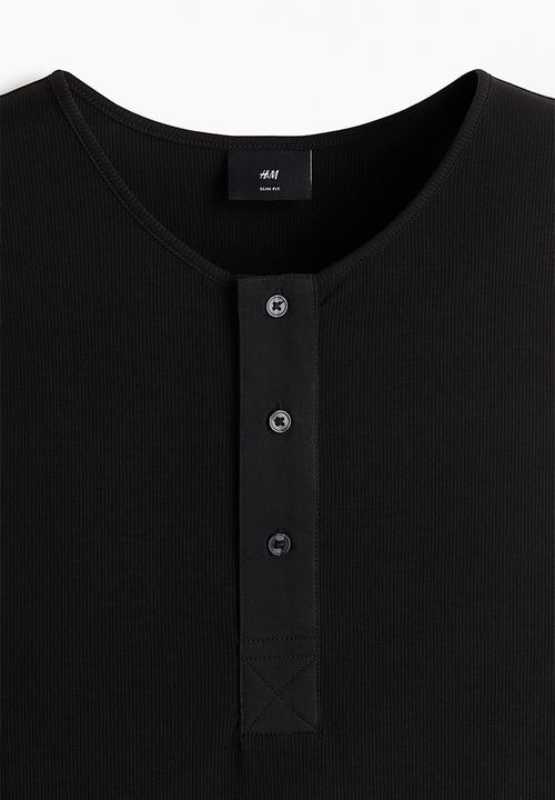 H&M - Slim fit ribbed vest top - black