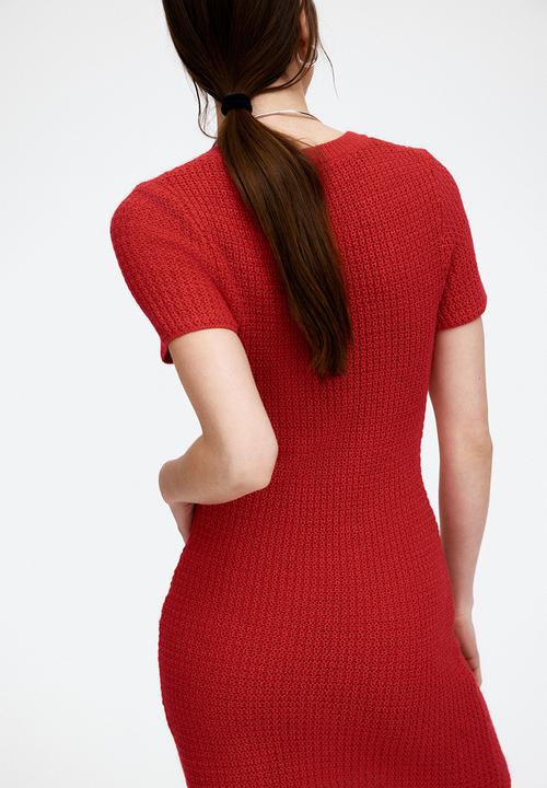 H&M - Knitted bodycon dress - red