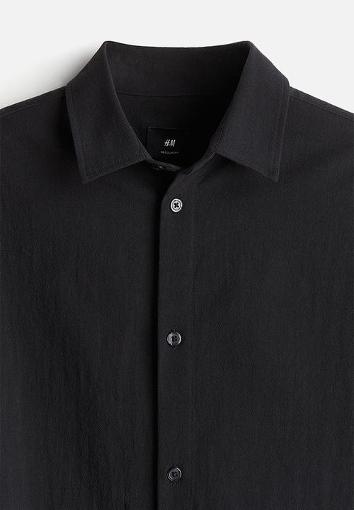 H&M - Regular fit textured shirt - black