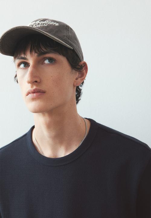 H&M - Regular fit waffled t-shirt - navy blue