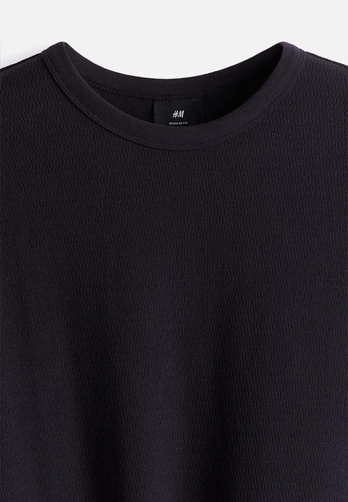 H&M - Regular fit waffled t-shirt - navy blue
