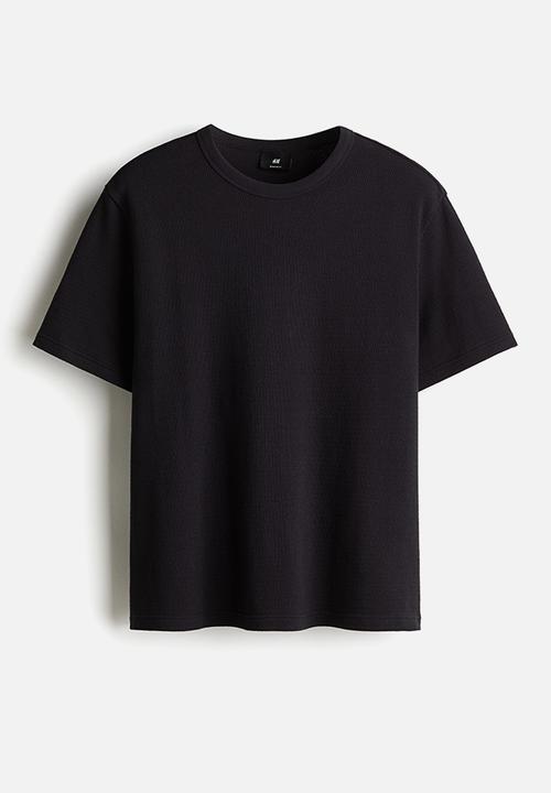 H&M - Regular fit waffled t-shirt - navy blue