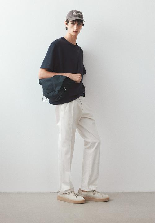 H&M - Regular fit waffled t-shirt - navy blue