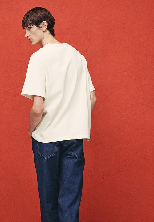 H&M - Regular fit waffled t-shirt - cream 