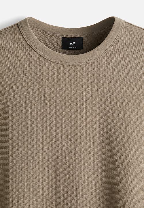 H&M - Regular fit waffled t-shirt - dark beige