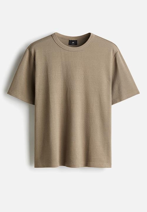 H&M - Regular fit waffled t-shirt - dark beige