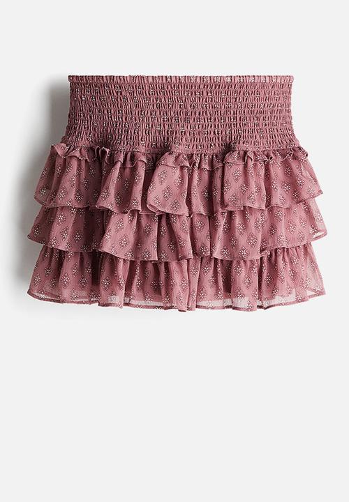 H&M - Tiered mini skirt - dusty pink patterned