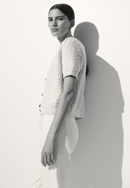 H&M - Textured-knit cardigan - cream