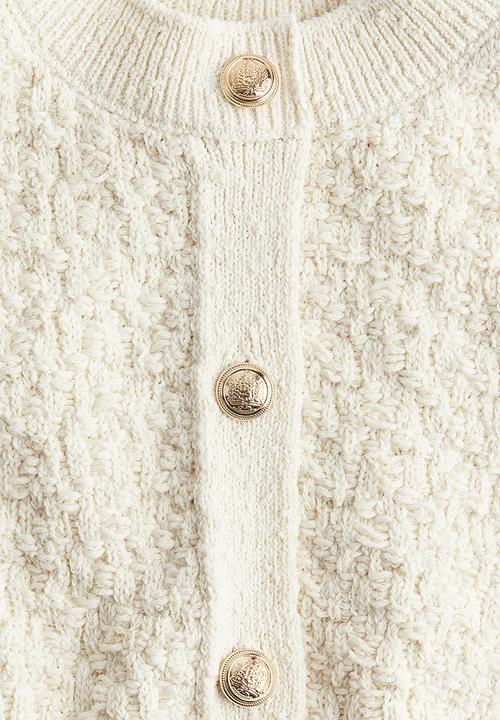 H&M - Textured-knit cardigan - cream