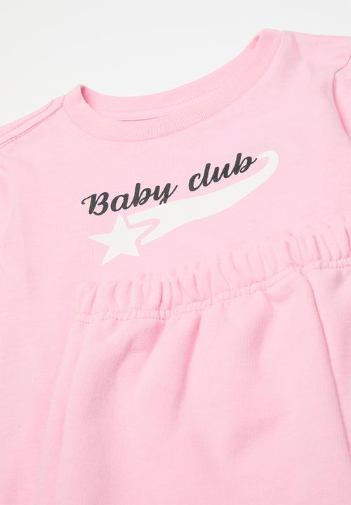 Pop Candy - Slogan print tee with shorts - pink/baby club