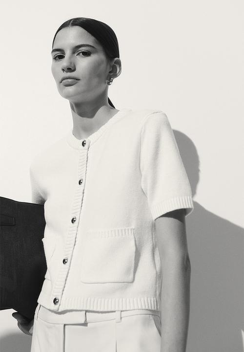 H&M - Short-sleeved cardigan - cream 
